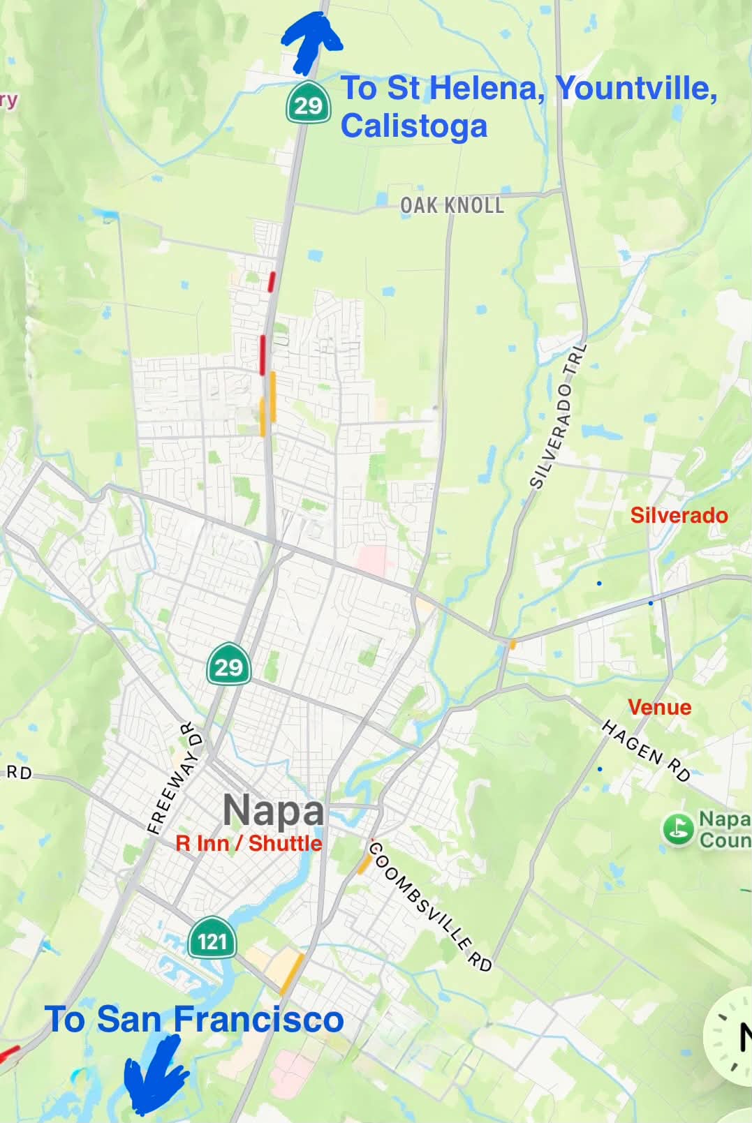 Map of Napa Valley